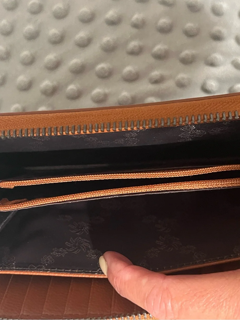 Brown Zip-Around Leather Wristlet Wallet